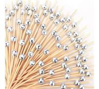 300 Pcs Disco Ball Cocktail Picks Silver Disco Ball Decorative Toothpicks for Appetizers Fancy Long Cocktail Stirrers for Party Birthday Supplies