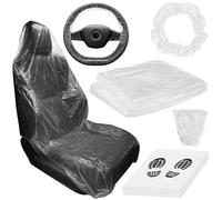 300 Pcs Disposable Car Seat Covers Set, 100 Seat Covers, 50 Steering Wheel Covers, 50 Gear Shift Covers, 50 Foot Mats, 50 Handbrake Covers, Universal Fit for Cars, SUVs, Trucks