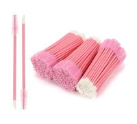300 Pcs Disposable Mascara Wands Dual Ended Eyelash Brush Lip Brush, Lipstick Applicator Eyebrow Spoolies for Eyelash Extensions, Portable Makeup Brush for Eyebrow, Lip - Pink