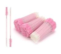 300 Pcs Disposable Mascara Wands Dual Ended Eyelash Brush Lip Brush, Pink Lipstick Applicator Eyebrow Spoolies Brush for Eyelash Extensions