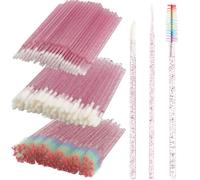 300 PCS Eyelash Extension Supplies Kit, Disposable Lash Spoolies Brushes Micro Swab Brushes Mascara Wand Lip Brushes for Eyelash Extension Tattoo Lipstick Applicator（Purple Rainbow）