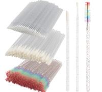 300 PCS Eyelash Extension Supplies Kit, Disposable Lash Spoolies Brushes Micro Swab Brushes Mascara Wand Lip Brushes for Eyelash Extension Tattoo Lipstick Applicator（Multi-colored Rainbow）