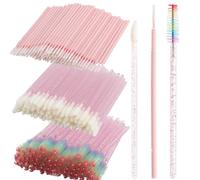 300 PCS Eyelash Extension Supplies Kit, Disposable Micro Swab Brush, Eyebrow Spoolie, Lip Brush, Mascara Wand Applicator(Rainbow sets）