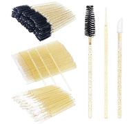 300 PCS Eyelash Extension Supplies Kit Disposable Micro Swab Brush Eyebrow Spoolies Lip Stick Brush Mascara Wand Applicator Makeup Brush Tool(all gold kits)