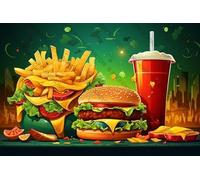 300 pcs Fast Food Funny Jigsaw Perfect for Brain Puzzle Lovers Vibrant Illustrations and Quality Piece Great Gift Idea Wooden Puzzles