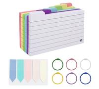 300 Pcs Flash Cards Colorful Lined Flash Cards Revision Tabs Revision Cards with Binder Rings Lined Index Cards for a Wide Range of Settings for Home Office School Single Sheet 5 x 3 Inch