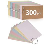 300 PCS Flash Cards Revision Cards, A7(3×5 inch) Flshcards with Kraft Cover & Binder Ring, Aesthetic Vintage Ruled Lined Index Card Study Card for Office Home School Note Taking-Neutral Colors