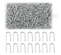 300 Pcs Galvanised U Nails with Plastic Box 24mm Wire Fencing Staples Fence Staple Wire Netting Staples Heavy Duty Fasteners Nail U Shaped Nails for Garden Chicken Wires Mesh Fencing Cable Masonry
