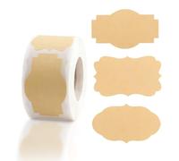 300 Pcs Gift Tags Stickers, 3cm*5cm Jar Labels, Self-Adhesive Kraft Paper Food Labels Stickers for Cosmetics, Handmade Decorations, Bottles and Cans, Handicrafts(Brown-4)