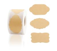 300 Pcs Gift Tags Stickers, 3cm*5cm Jar Labels, Self-Adhesive Kraft Paper Food Labels Stickers for Cosmetics, Handmade Decorations, Bottles and Cans, Handicrafts(Brown-3)