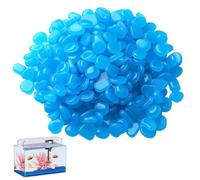 300 PCS Glow in The Dark Pebbles, Blue Luminous Stones for Gardens Paths Walkway Fish Tank Aquarium Decor,Glow In the Dark Rocks for Outdoor Indoor, Decorative Coloured Pebbles, Solar Powered Rocks