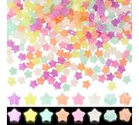 300 Pcs Glow in The Dark Star Beads, EVERMARKET Nightglow Star Pony Beads Bulk for Jewelry Making, 13mm Star Beads, Luminous Spacer Beads for DIY Bracelets Necklaces Accessories