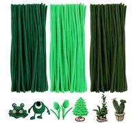 300 pcs Green Pipe Cleaners For Craft Flowers, 6mm x 30cm/12 inch Long Pipe Cleaners Fluffy Pipe Cleaner Crafts For Kids, Soft Pipe Cleaner Chenille Stems Craft for DIY Crafts and Decoration