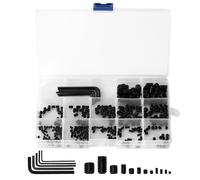 300 Pcs Grub Screws Assorted, Grub Screws for Door Handles, M3 M4 M5 M6 M8 Black Metric Flat Head Hex Head Socket Screw Set for Door Handle Knobs & Faucets, with Wrenches