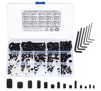 300 Pcs Grub Screws Assortment, Carbon Steel Metric Fasteners Screws Kit, M2.5/M3/M4/M5/M6/M8 Threaded Hex Head Socket Screws for Door Handles, with 5 Pcs Allen Key
