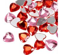 300 Pcs Heart Gems for Valentines Table Decorations, Red Hearts for Valentines Decorations, Mother's Day, Wedding, Crafts,Jewelry Making, Table Scatter Decoration, Vase Fillers(Red Pink Acrylic)