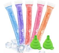 300 PCS Ice Bags for Ice Cubes, Ice Pop Moulds with 2 Funnels, 28 x 5 cm Reusable Ice Cube Bags for Freezer, Versatile Ice Lolly Moulds for Outdoor Activities and Snack Preparation
