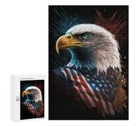 300 PCS Jigsaw American Flag Eagle Art Print Jigsaw Puzzles for Adults Family Activities Help The Brain Exercise Deal As Gifts for The Whole Family 300 PCS
