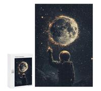 300 PCS Jigsaw Astronaut Reaching for The Moon Jigsaws for Adults Puzzle But Fun And Humorous Challenging To Complete Unique Birthday And Xmas Gifts 300 PCS