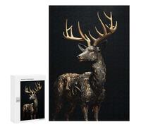 300 PCS Jigsaw Black And Gold Deer Adult Jigsaw Puzzles For Family Fun Parent-child Interaction Gifts for Friends And Family 300 PCS