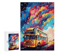 300 PCS Jigsaw Colorful Double-Decker Bus Journey Jigsaw Puzzles for Adults Family Activities Help The Brain Exercise Deal As Gifts for The Whole Family 300 PCS
