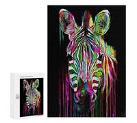 300 PCS Jigsaw Colorful Zebra Art Print-2 Jigsaws for Adults Puzzle But Fun And Humorous Challenging To Complete Unique Birthday And Xmas Gifts 300 PCS