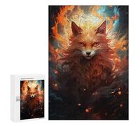300 PCS Jigsaw Flaming Fox Artwork Jigsaw Puzzles for Adults Family Activities Help The Brain Exercise Deal As Gifts for The Whole Family 300 PCS