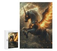 300 PCS Jigsaw Flaming Unicorn Pegasus Artwork Jigsaws for Adults Puzzle Stress Reliever Parent-child Interaction Unique Birthday And Xmas Gifts 300 PCS