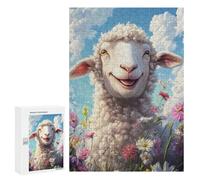 300 PCS Jigsaw Fluffy Sheep in Flower Field Jigsaw Puzzles for Adults Family Activities Help The Brain Exercise Deal As Gifts for The Whole Family 300 PCS