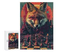 300 PCS Jigsaw Fox Master Chess Game Art Print Jigsaws for Adults Puzzle Stress Reliever Parent-child Interaction Unique Birthday And Xmas Gifts 300 PCS