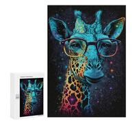 300 PCS Jigsaw Giraffe Glasses Space Art Print Adult Jigsaw Puzzles For Family Fun Parent-child Interaction Gifts for Friends And Family 300 PCS