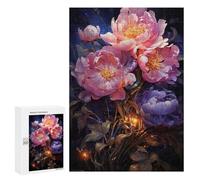 300 PCS Jigsaw Glowing Peony Bouquet Jigsaw Puzzles for Adults Family Activities Help The Brain Exercise Deal As Gifts for The Whole Family 300 PCS