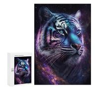 300 PCS Jigsaw Glowing Tiger Galaxy Art Print Adult Jigsaw Puzzles For Family Fun Parent-child Interaction Gifts for Friends And Family 300 PCS