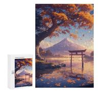 300 PCS Jigsaw Japanese Autumn Landscape with Torii Gate Jigsaw Puzzles for Adults Family Activities Help The Brain Exercise Deal As Gifts for The Whole Family 300 PCS