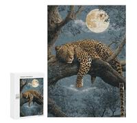 300 PCS Jigsaw Moonlit Leopard Resting Jigsaws for Adults Puzzle But Fun And Humorous Challenging To Complete Unique Birthday And Xmas Gifts 300 PCS