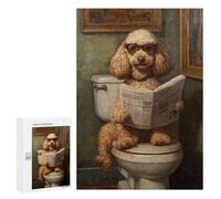 300 PCS Jigsaw Poodle Reading Newspaper on Toilet-9 Jigsaw Puzzles for Adults Family Activities Help The Brain Exercise Deal As Gifts for The Whole Family 300 PCS