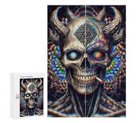 300 PCS Jigsaw Psychedelic Devil Skull Art Print Jigsaws for Adults Puzzle But Fun And Humorous Challenging To Complete Unique Birthday And Xmas Gifts 300 PCS