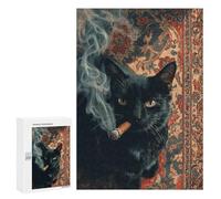 300 PCS Jigsaw Puzzle Chill Cat with Cigar Jigsaw for Teenagers Hand Speed Race Wishlist with Santa Claus Toys Educational Games 300 PCS