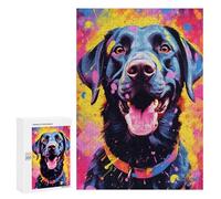 300 PCS Jigsaw Puzzle Colorful Labrador Painting Jigsaw for Teenagers Hand Speed Race Wishlist with Santa Claus Toys Educational Games 300 PCS