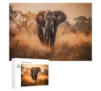 300 PCS Jigsaw Puzzle for Adults African Elephant Puzzles for Adults Brain Teaser Game Improve Memory Birthday And Unique Gifts 300 PCS