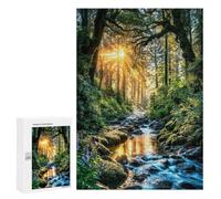 300 PCS Jigsaw Puzzle for Adults, Ancient Forest Stream Sunrise Artwork, A Rewarding Pastime for Dedicated Jigsaw Fans, for Family Nights
