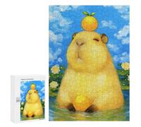300 PCS Jigsaw Puzzle for Adults Capybara with Orange Fruit Adult Jigsaw Puzzle Brain Teaser Game Stress Reliever Unique Gifts for Birthday And Christmas 300 PCS