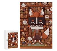 300 PCS Jigsaw Puzzle for Adults, Cartoon Fox Character with Bookshelf Background Artwork, Classic Jigsaw Entertainment for The Home, for Indoor Play