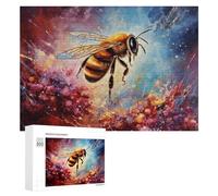 300 PCS Jigsaw Puzzle for Adults Colorful Bee in Abstract Art Puzzle for Adults Fun Games Staycation Kill Time Birthday And Unique Gifts 300 PCS