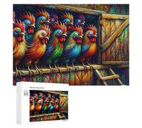 300 PCS Jigsaw Puzzle for Adults Colorful Roosters Barn Puzzle for Adults Fun Games Staycation Kill Time Birthday And Unique Gifts 300 PCS