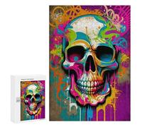 300 PCS Jigsaw Puzzle for Adults Colorful Skull Graffiti Art Puzzle for Adults Fun Games Staycation Kill Time Birthday And Unique Gifts 300 PCS