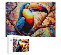300 PCS Jigsaw Puzzle for Adults Colorful Toucan in Autumn Forest Puzzle for Adults Fun Games Staycation Kill Time Birthday And Unique Gifts 300 PCS