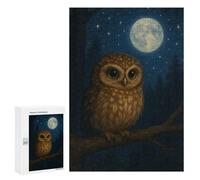 300 PCS Jigsaw Puzzle for Adults Cute Owl Under Moonlight Adult Jigsaw Puzzle Brain Teaser Game Stress Reliever Unique Gifts for Birthday And Christmas 300 PCS