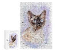 300 PCS Jigsaw Puzzle for Adults Devon Rex Cat Watercolor Puzzles for Adults Brain Teaser Game Improve Memory Birthday And Unique Gifts 300 PCS