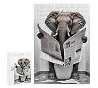 300 PCS Jigsaw Puzzle for Adults Elephant Reading Newspaper in Toilet Puzzle for Adults Fun Games Staycation Kill Time Birthday And Unique Gifts 300 PCS